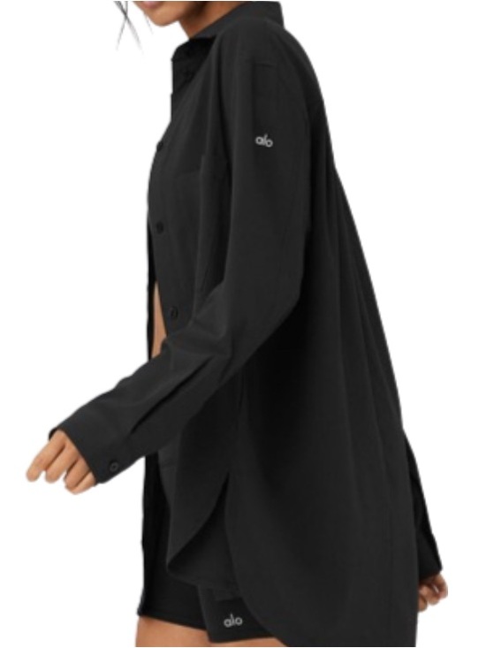 ALO Yoga Tops - Alo Dreamscape Black Button Generous Shirt Top Size L 44”